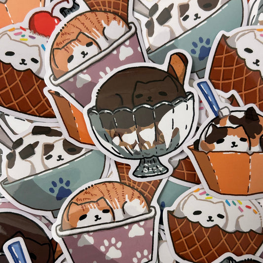 Chat Creme : Cat Ice Cream Stickers